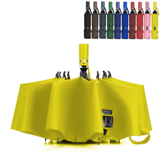 Umbrella Inverted Travel Umbrella Windproof Compact Folding - Yellow