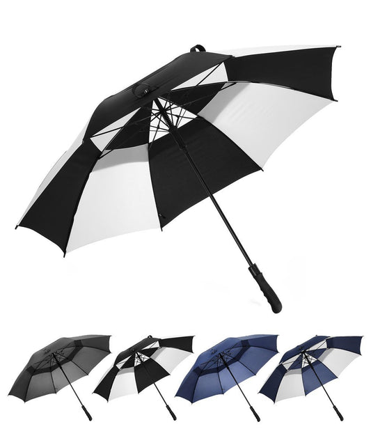 Golf Umbrella Windproof Large 68 Inch Stick Umbrella Double Canopy Vented Auto Open for Men and Women - Black/White