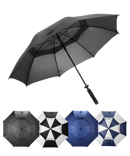 Golf Umbrella Extra Large Oversize 80 Inch Windproof Stick Umbrella Double Canopy Vented Manual Open Close - Black