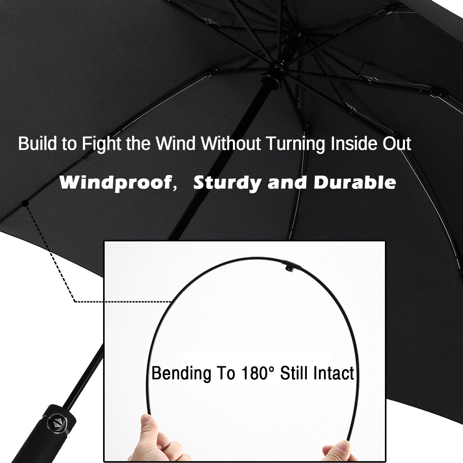 Umbrella Windproof Travel Umbrella Compact Folding Reverse Umbrella,LANBRELLA