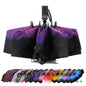LANBRELLA Umbrella Reverse Travel Umbrellas Windproof Compact Folding - Purple Flower
