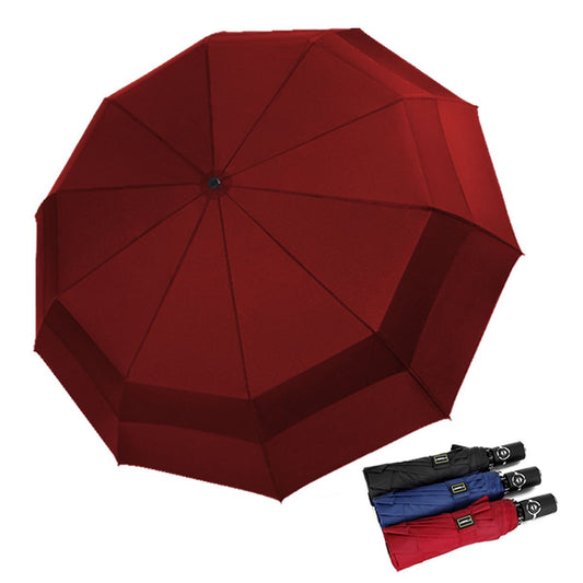 Umbrella Windproof Travel Umbrella, Compact Umbrella Vented Double Canopy Auto Open Close 10 ribs - Burgundy