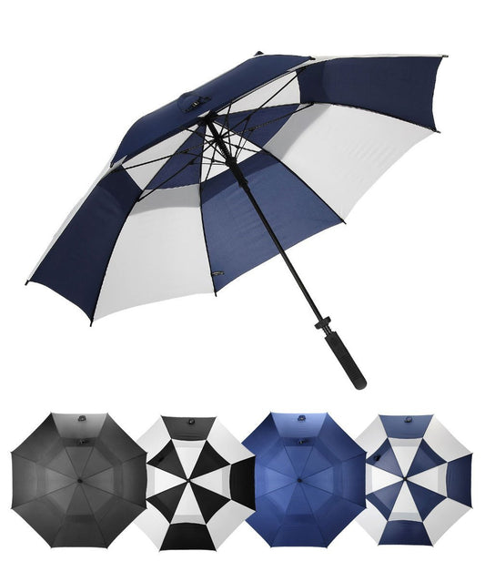 Golf Umbrella Extra Large Oversize 80 Inch Windproof Stick Umbrella Double Canopy Vented Manual Open Close - Blue/White