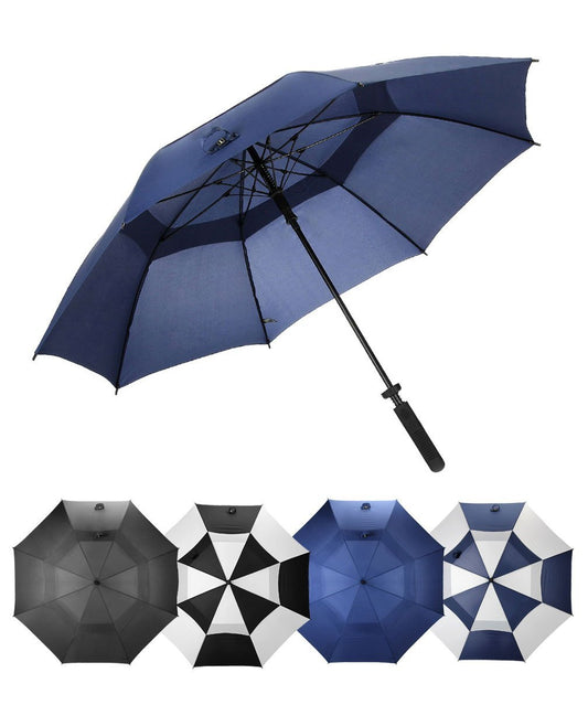 Golf Umbrella Extra Large Oversize 80 Inch Windproof Stick Umbrella Double Canopy Vented Manual Open Close - Blue