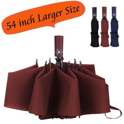 Umbrella Reverse Umbrella Windproof Compact Folding Large Size Auto open close 10 ribs - Burgundy